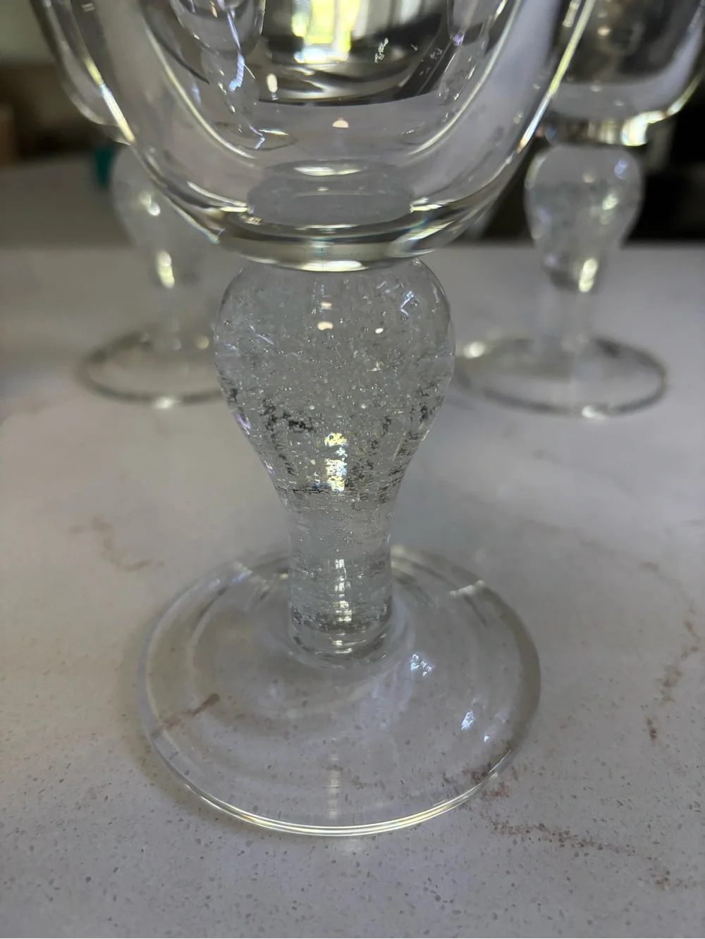 Vintage Artland Iristt Clear Seeded Bubble Glass Goblets - Set of 5